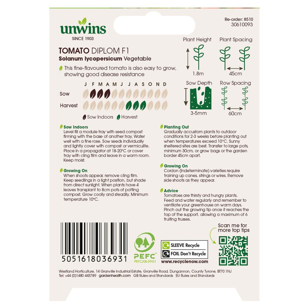 Unwins Organic Tomato Diplom Seeds 5051618036931 2